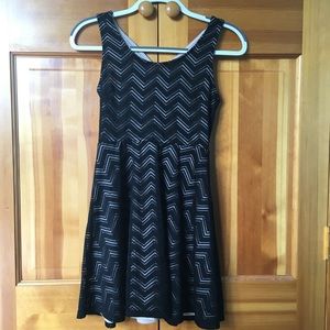 Candie’s Black and Beige Chevron Skater Dress